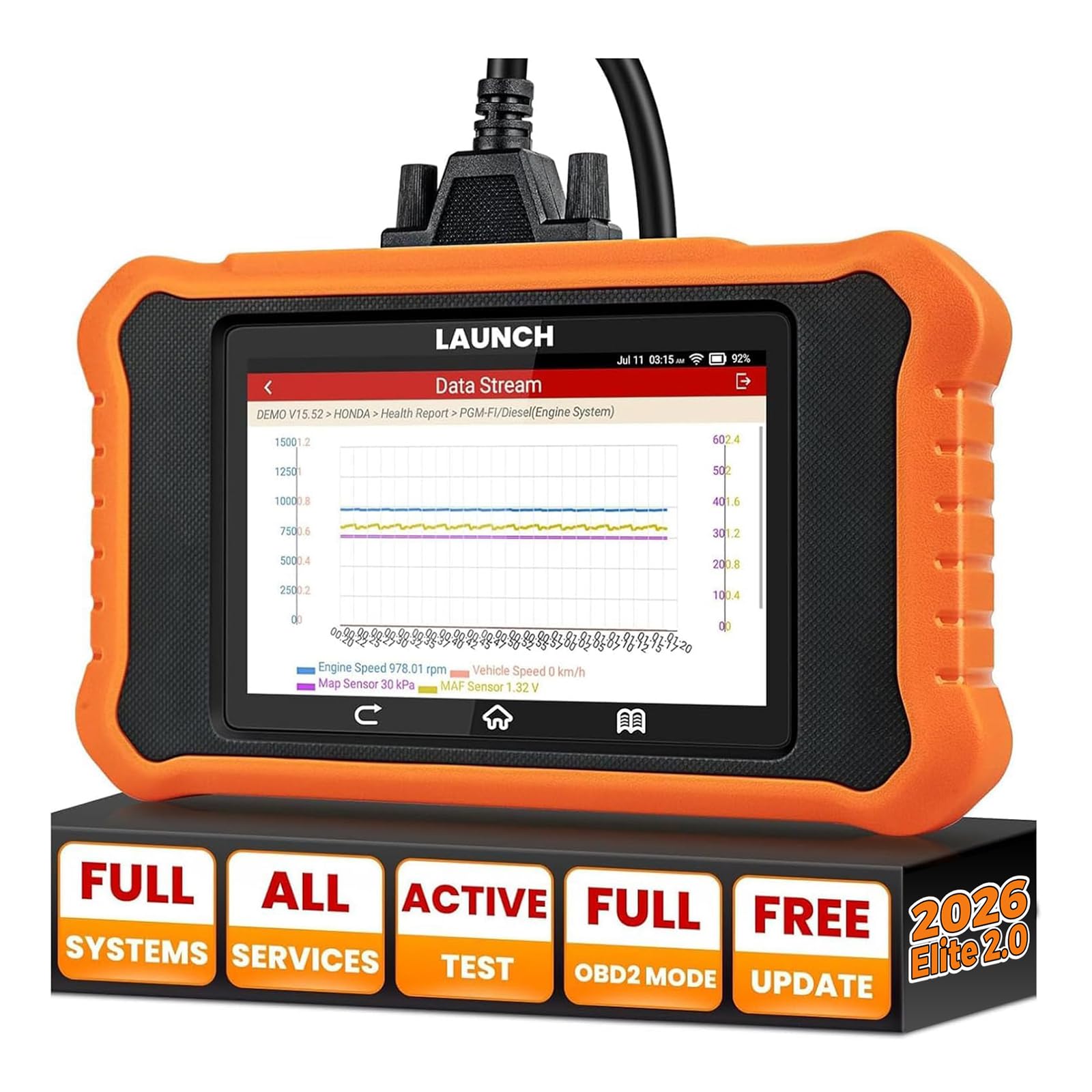 Amazon.co.jp: LAUNCH Creader Elite 2.0 OBD2スキャナー、フル